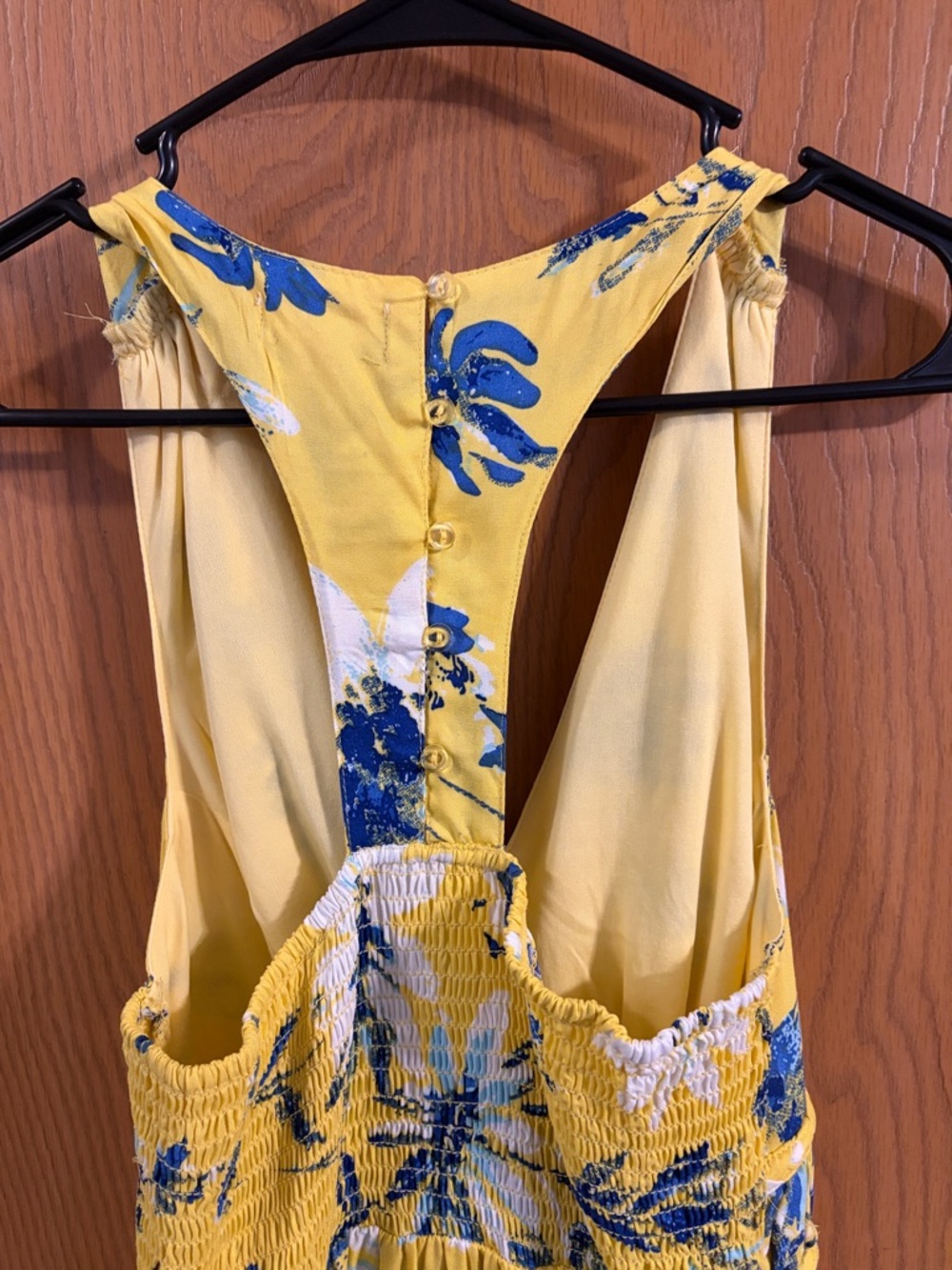Japna Women’s Yellow and Blue‎ Floral Design Rayon Maxi Dress Medium - Picture 6 of 7